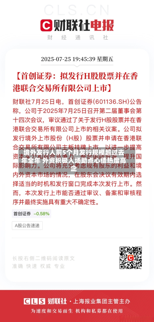 境外发行人前5个月发行规模超过去年全年 外资积极入场助点心债热度高企-第2张图片