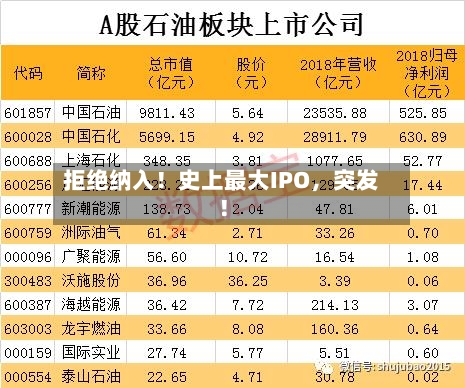 拒绝纳入！史上最大IPO	，突发！-第2张图片